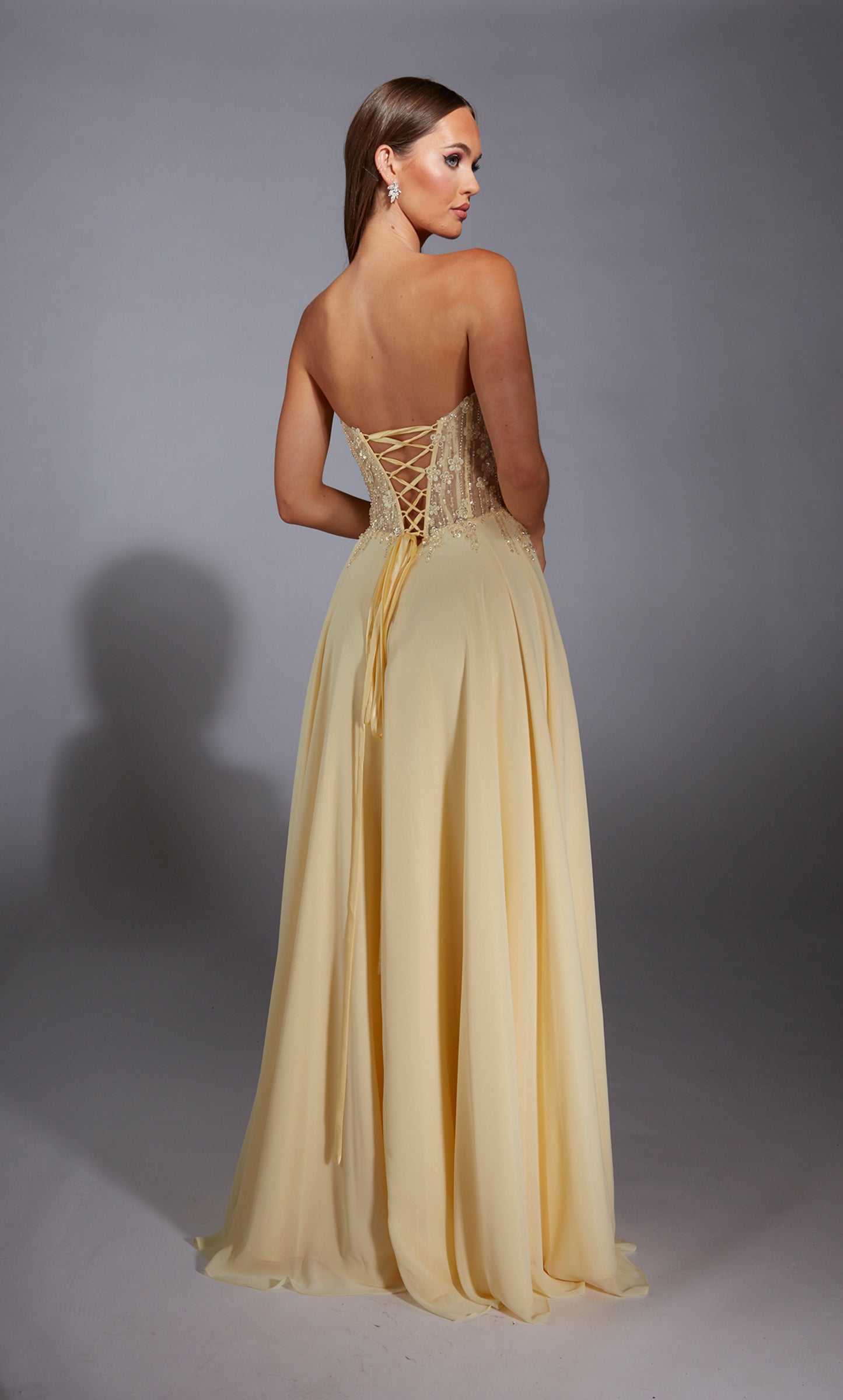 Alyce Paris Floral Beaded Chiffon Dress