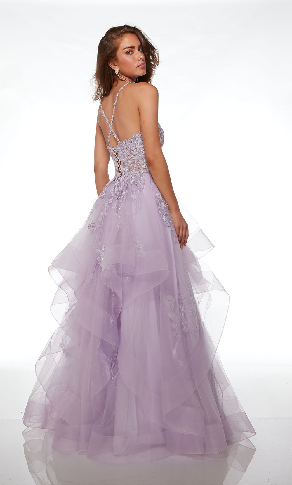 Alyce Paris Illusion Bodice Ruffle Gown