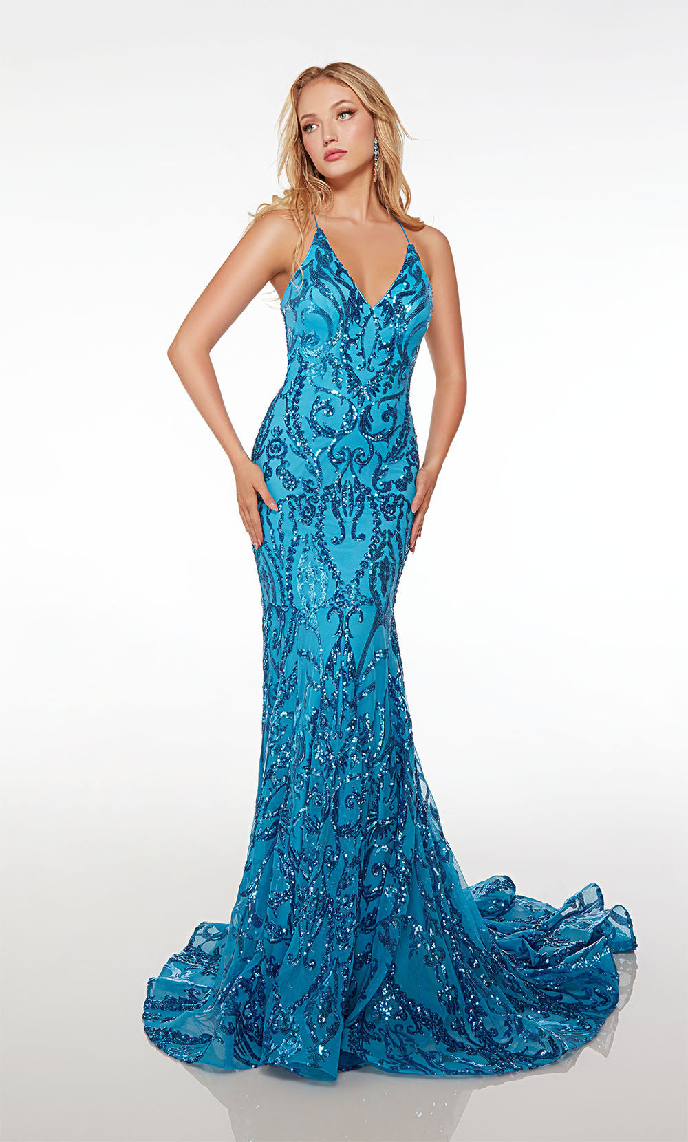 Alyce Paris Sequin Paisley Pattern Dress