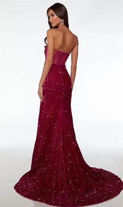Alyce Paris Mesh Corset Strapless Dress