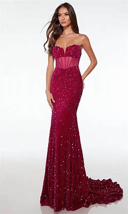 Alyce Paris Mesh Corset Strapless Dress