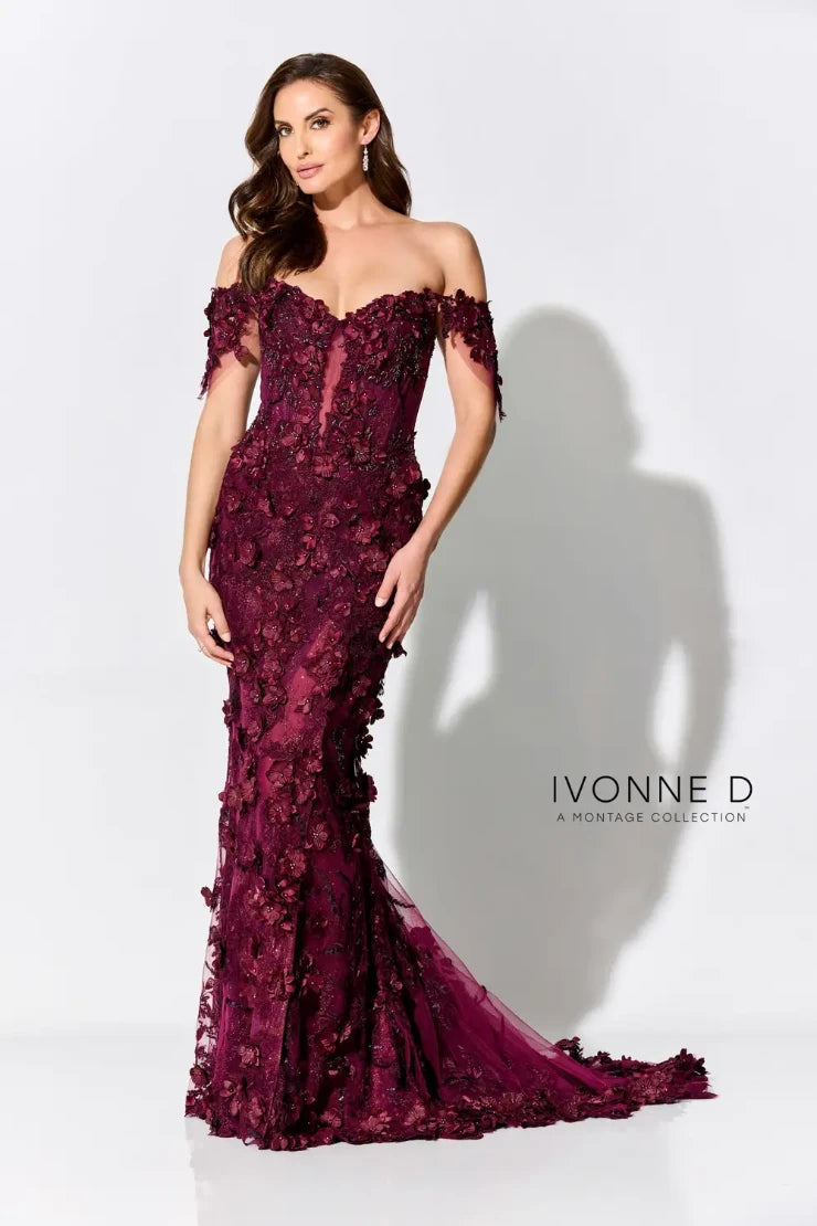 Ivonne D 3D Floral Dress