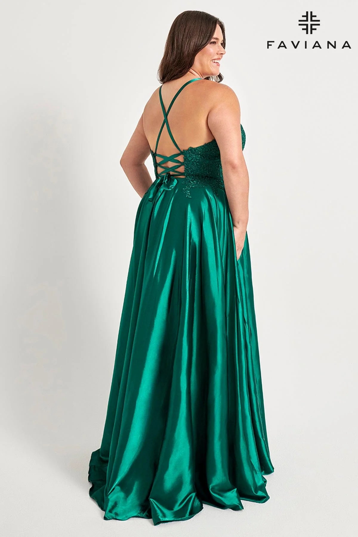 Faviana Lace Charmeuse Dress