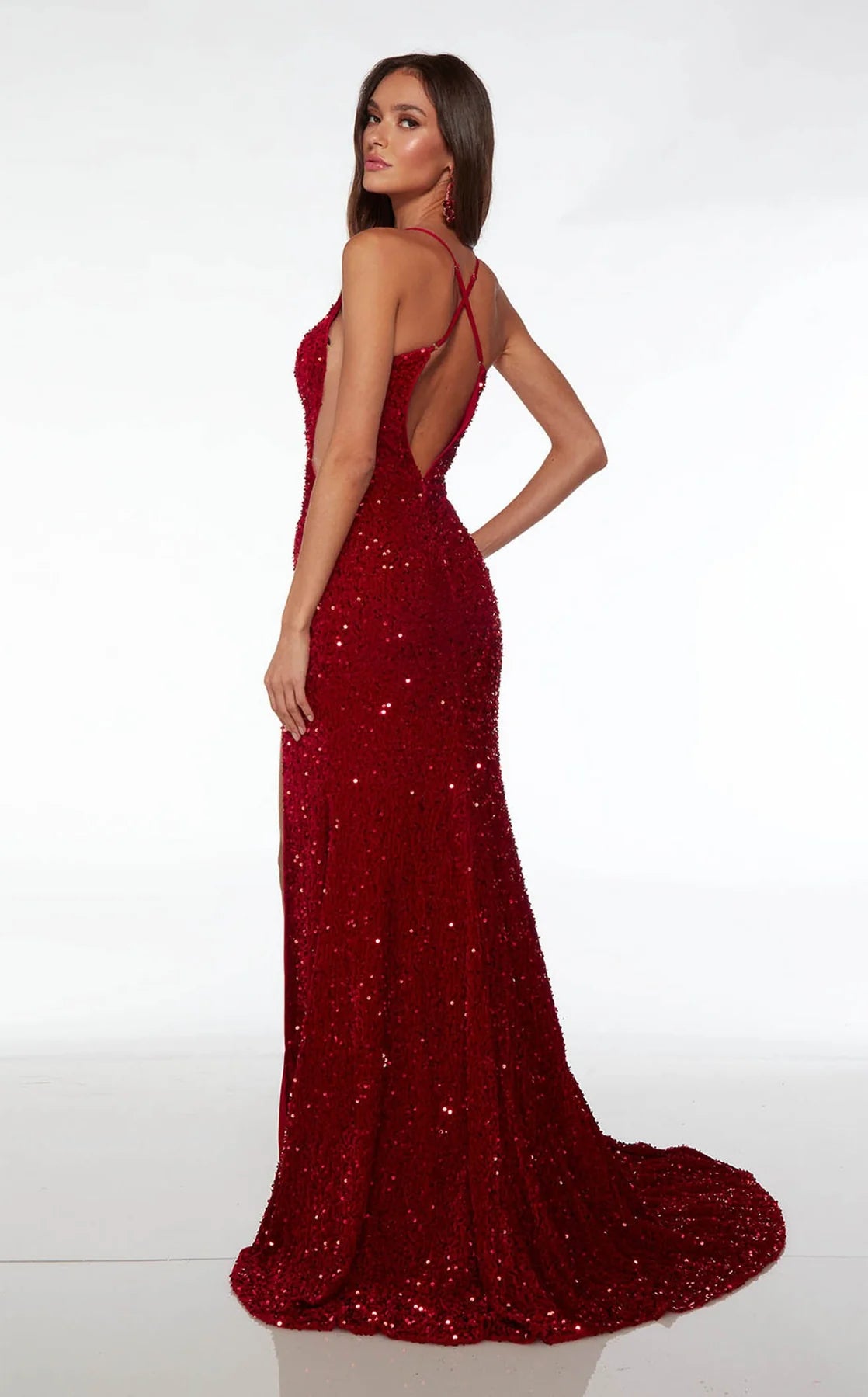Alyce Paris Sequin Plunging Neckline Sheath Dress