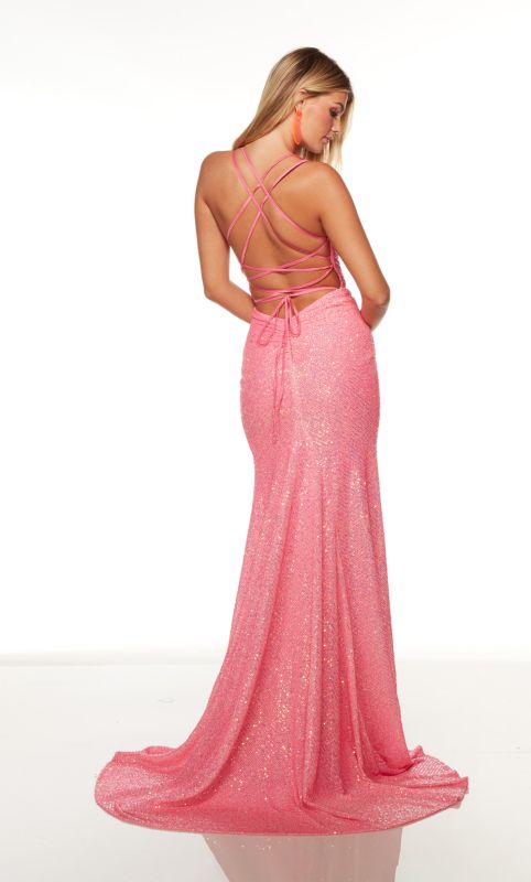 Alyce Paris Lace-Up Back Ruched Dress