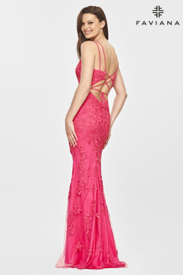Faviana Lace Applique Dress