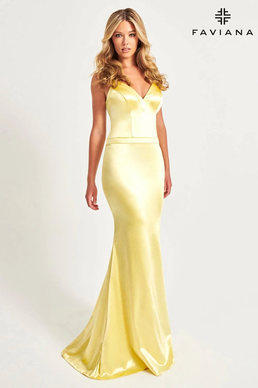 Faviana Stretch Satin Dress