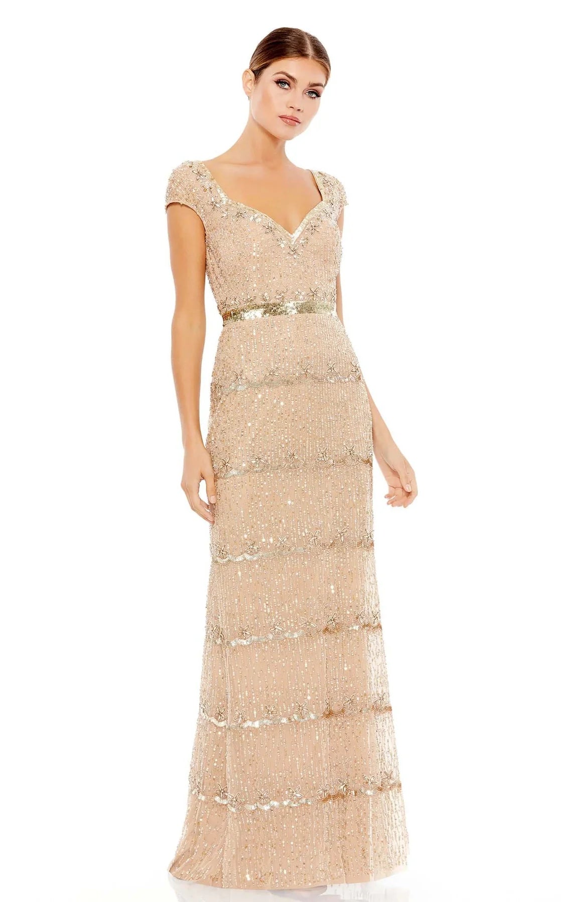 Mac Duggal Embellished Cap Sleeve Dress