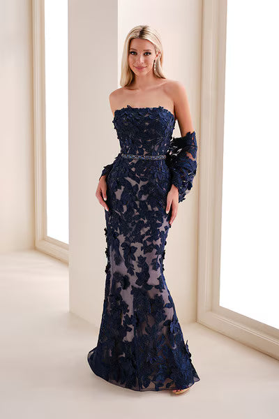 Ivonne D 3-D Floral Mermaid Dress