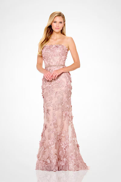 Ivonne D 3-D Floral Mermaid Dress