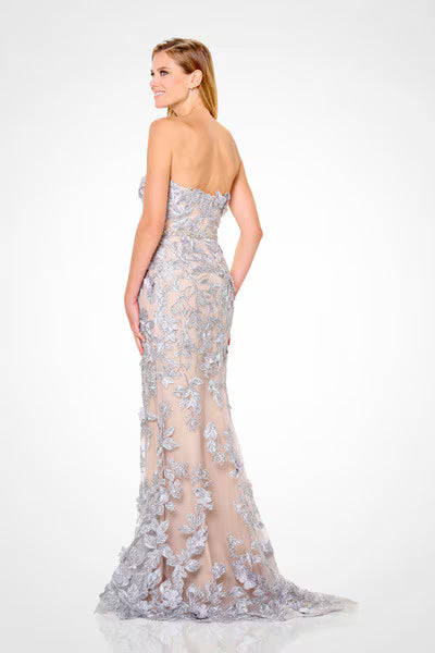 Ivonne D 3-D Floral Mermaid Dress