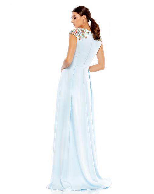 Mac Duggal Floral Beaded A-Line Dress