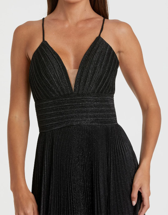 Mac Duggal Pleated Shimmer Dress