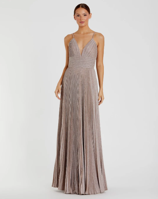 Mac Duggal Pleated Shimmer Dress