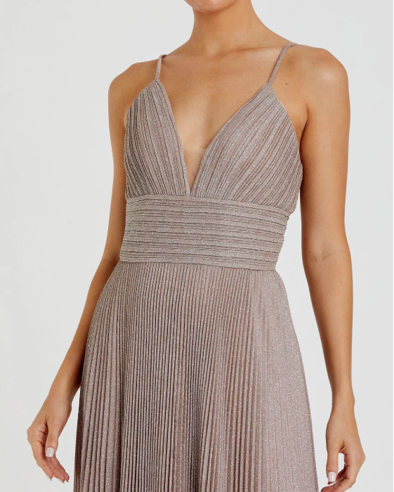 Mac Duggal Pleated Shimmer Dress