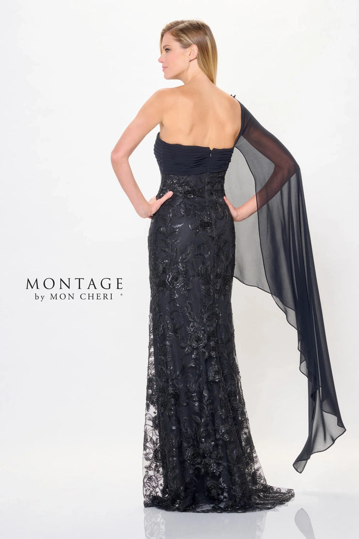 Mon Cheri Sequin Embroidered Montage Dress